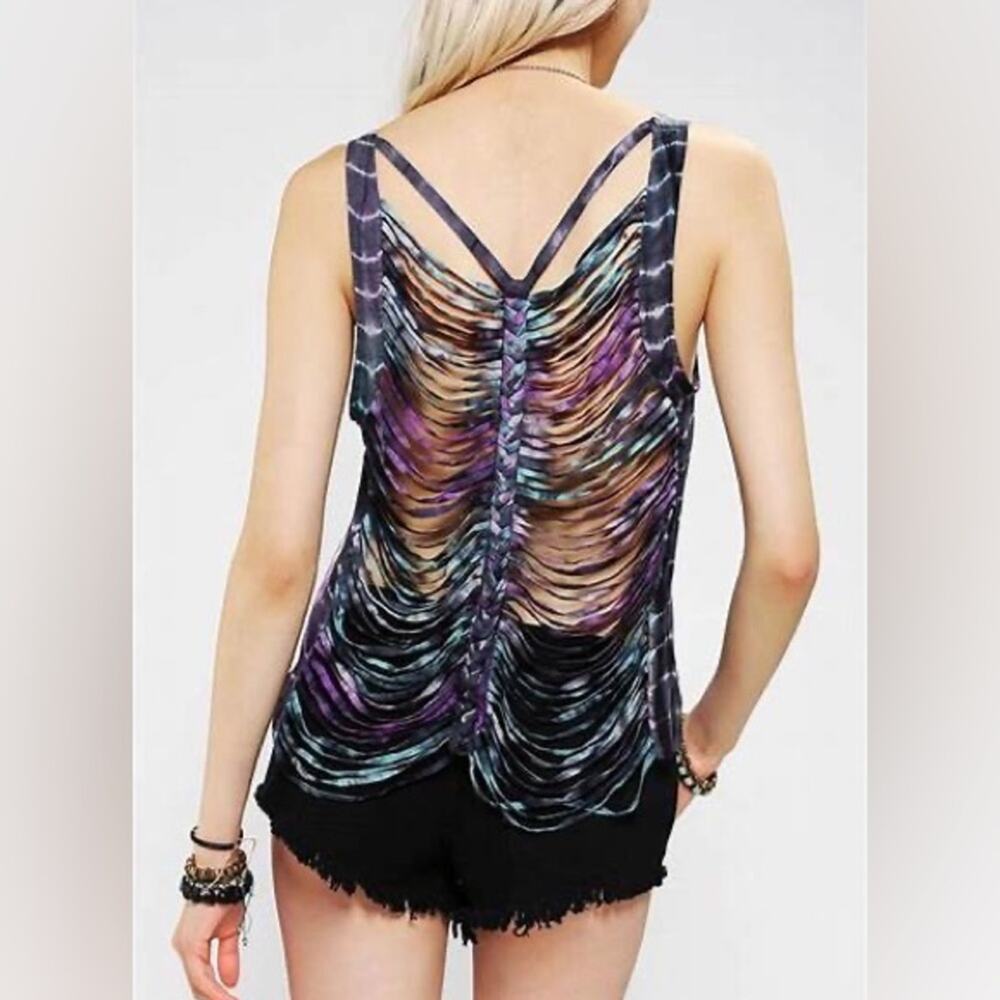 Lovers + Friends Purple Tie-Dye Sleeveless Cut Out Tank Top Size XS